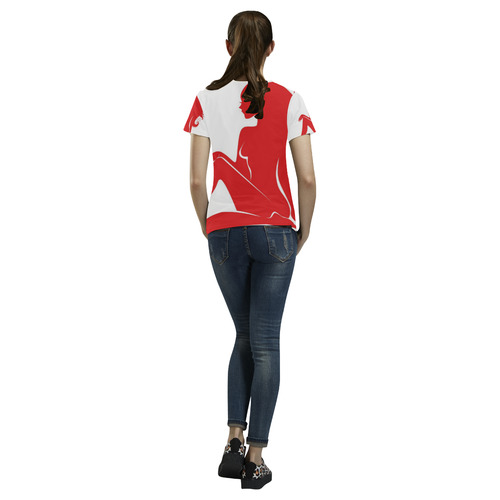 CCD Re-up tshirt red/white All Over Print T-Shirt for Women (USA Size) (Model T40)