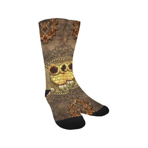 Steampunk, wonderful owl,clocks and gears Trouser Socks