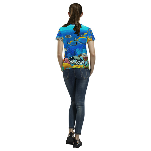 Clown Fish Tropical Coral Reef All Over Print T-Shirt for Women (USA Size) (Model T40)