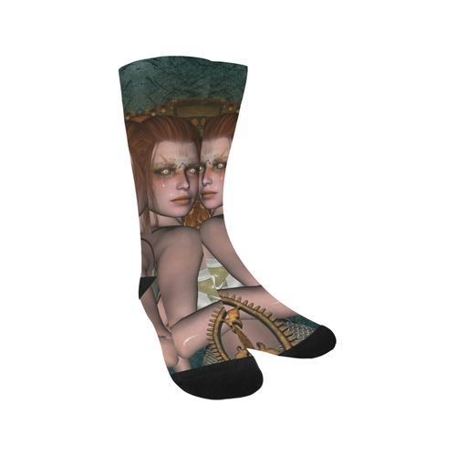 The steampunk lady with awesome eyes, clocks Trouser Socks