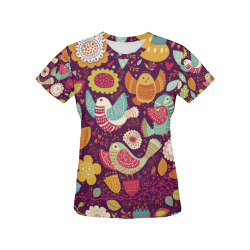 Cute Birds and Flowers Floral Pattern