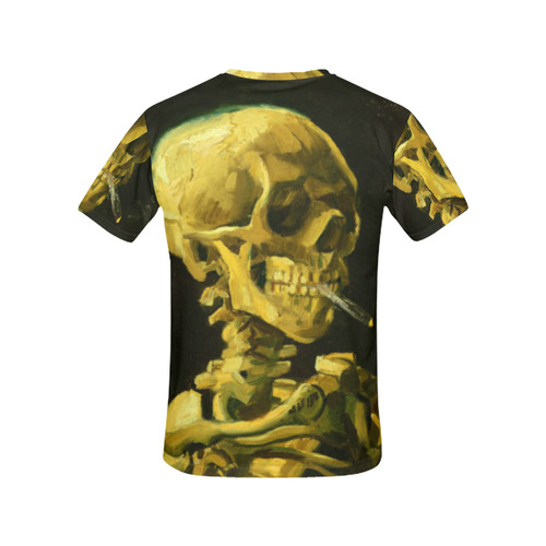 Van Gogh Skull With Burning Cigarette All Over Print T-Shirt for Women (USA Size) (Model T40)