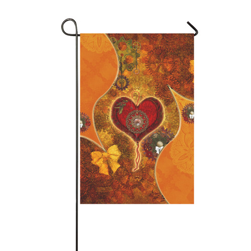 Steampunk decorative heart Garden Flag 12‘’x18‘’（Without Flagpole）