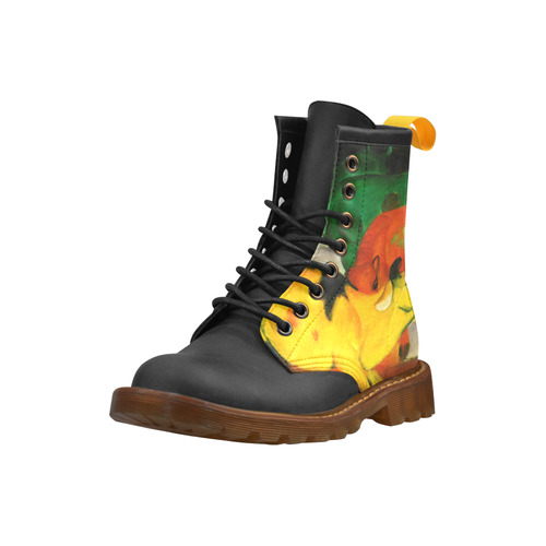 Red Yellow Green Cows by Franz Marc High Grade PU Leather Martin Boots For Women Model 402H