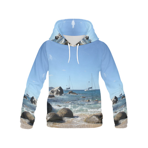 Sailing Boats at Virgin Gorda BVI All Over Print Hoodie for Women (USA Size) (Model H13)
