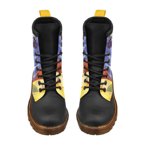 The Tower Of The Blue Horses by Franz Marc High Grade PU Leather Martin Boots For Women Model 402H