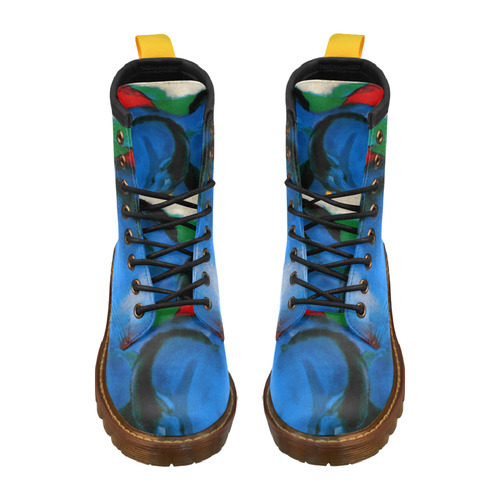 The Little Blue Horses by Franz Marc High Grade PU Leather Martin Boots For Women Model 402H