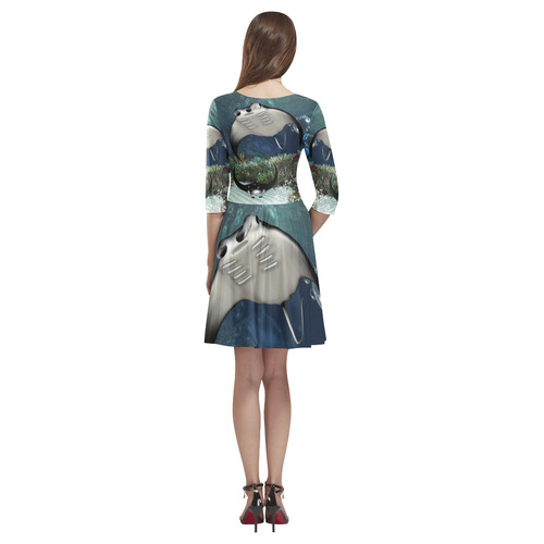 Awesme manta Tethys Half-Sleeve Skater Dress(Model D20)