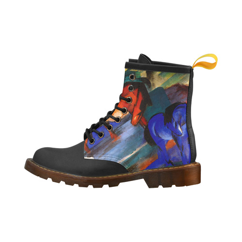 Red and Blue Horse by Franz Marc High Grade PU Leather Martin Boots For Women Model 402H
