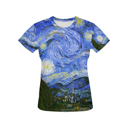 Van Gogh Starry Night All Over Print T-Shirt for Women (USA Size) (Model T40)