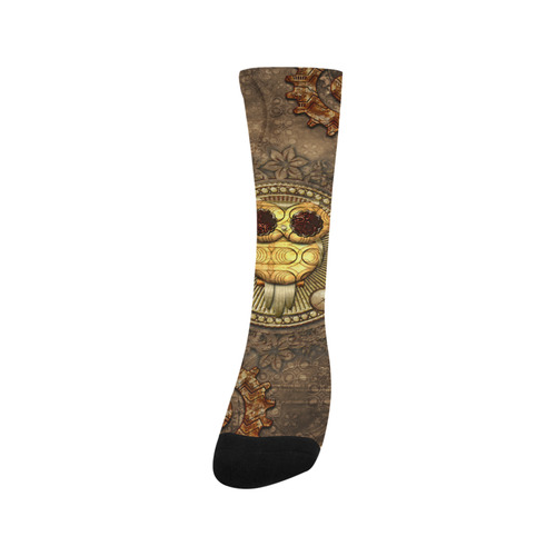 Steampunk, wonderful owl,clocks and gears Trouser Socks