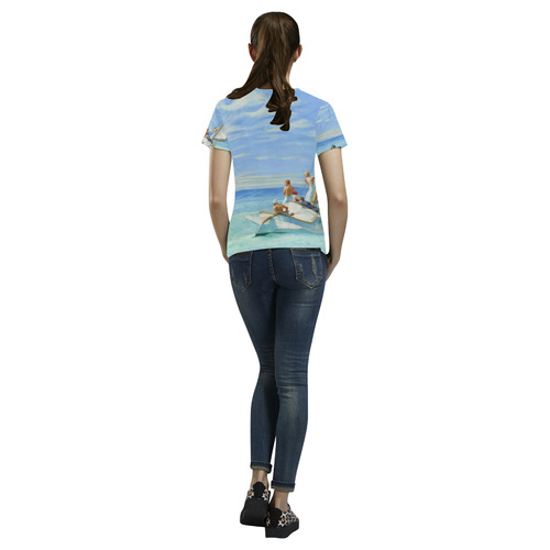 Edward Hopper Ground Swell Sail Boat Ocean All Over Print T-Shirt for Women (USA Size) (Model T40)