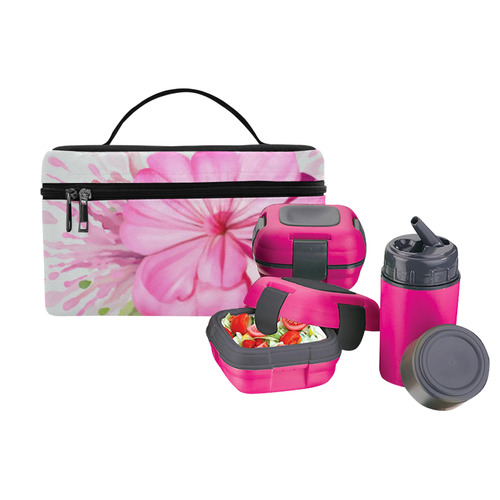 Pink flower color splash, floral watercolor Lunch Bag/Large (Model 1658)