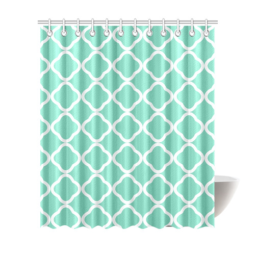 Quatrefoil Waterleaf Blue Shower Curtain 72"x84"