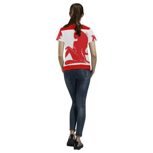 CCD REUP TSHIRT RED/WHITE All Over Print T-Shirt for Women (USA Size) (Model T40)