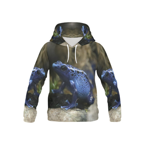 Blue Poison Arrow Frog All Over Print Hoodie for Kid (USA Size) (Model H13)