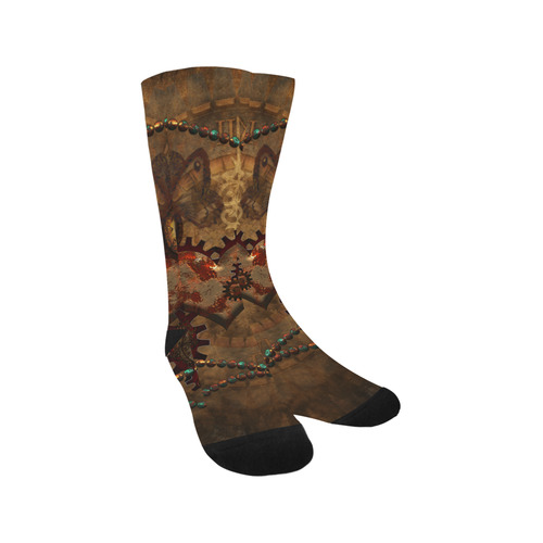 Steampunk, noble design clocks and gears Trouser Socks