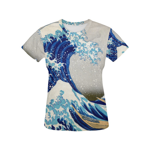 Great Wave Off Kanagawa Nature Art All Over Print T-Shirt for Women (USA Size) (Model T40)