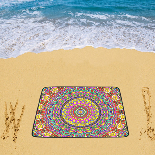 Oriental Watercolor Mandala multicolored h Beach Mat 78"x 60"