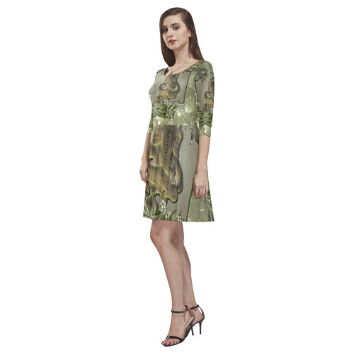 The indian elephant Tethys Half-Sleeve Skater Dress(Model D20)