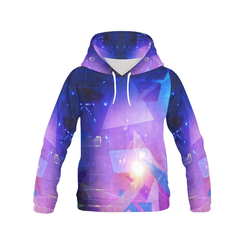 Purple Abstract Triangles All Over Print Hoodie for Women (USA Size) (Model H13)