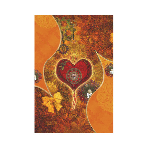 Steampunk decorative heart Garden Flag 12‘’x18‘’（Without Flagpole）