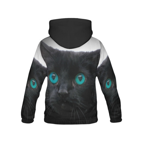 Black cat blue eyes by Martina Webster All Over Print Hoodie for Women (USA Size) (Model H13)