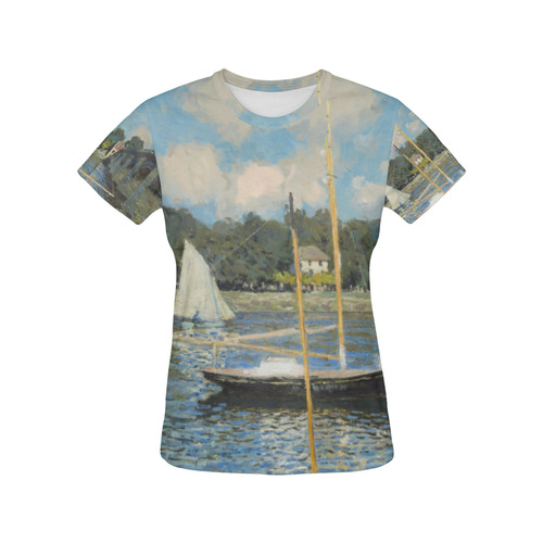 Claude Monet Bridge at Argenteuil All Over Print T-Shirt for Women (USA Size) (Model T40)
