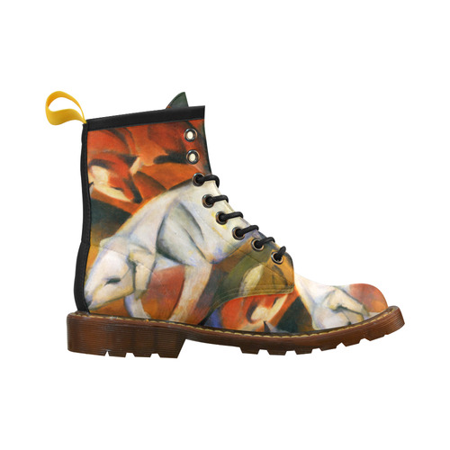 Three Animals (Dog, Fox, Cat) by Franz Marc High Grade PU Leather Martin Boots For Women Model 402H