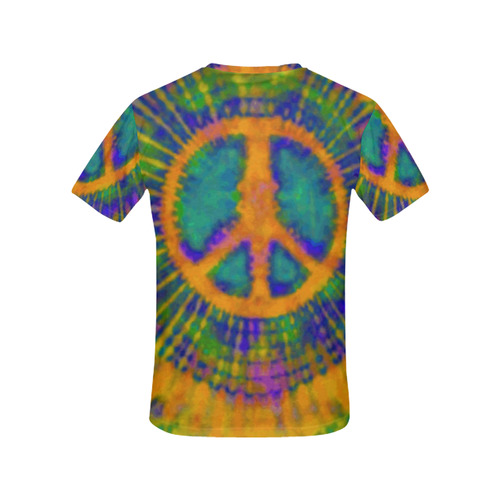 Psychedelic Trippy Peace Sign Tie Dye All Over Print T-Shirt for Women (USA Size) (Model T40)