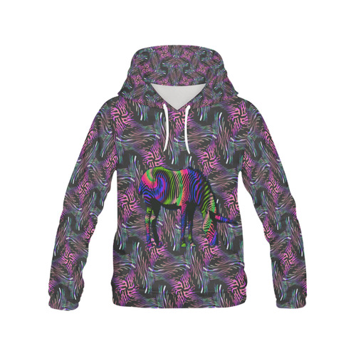 Uincorn Stripes All Over Print Hoodie for Women (USA Size) (Model H13)