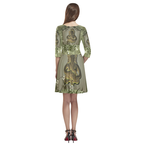 The indian elephant Tethys Half-Sleeve Skater Dress(Model D20)