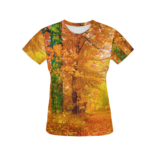 Vermont Autumn Nature Landscape Tree All Over Print T-Shirt for Women (USA Size) (Model T40)