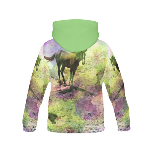 watercolor horses 2 by Martina Webster All Over Print Hoodie for Women (USA Size) (Model H13)