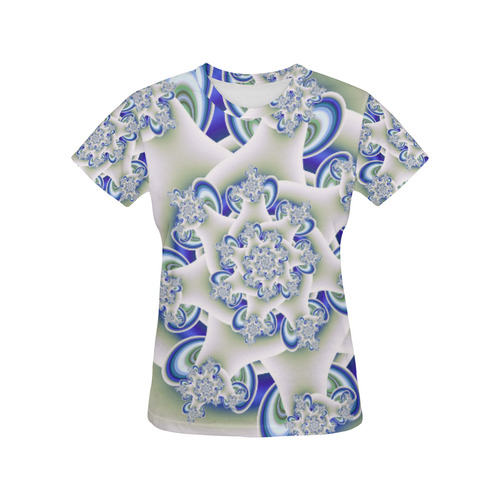 Frosted Blue Brago Mitchell Fractal Art All Over Print T-Shirt for Women (USA Size) (Model T40)