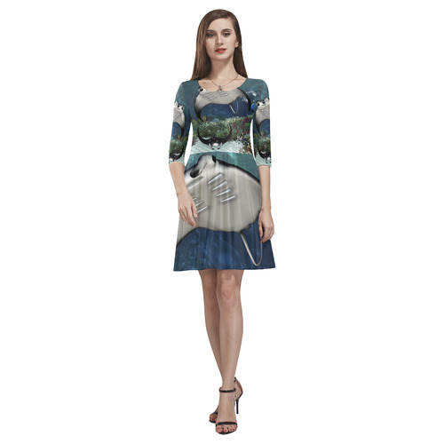 Awesme manta Tethys Half-Sleeve Skater Dress(Model D20)