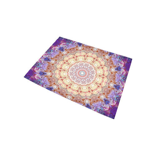 Watercolor Mandala Grunge - Magenta Blue Yellow Area Rug 5'3''x4'