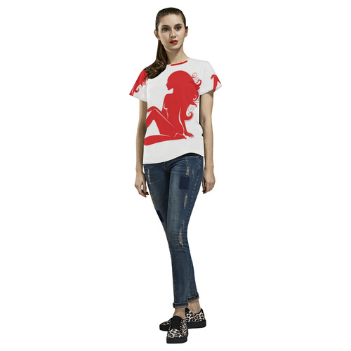 CCD Re-up tshirt red/white All Over Print T-Shirt for Women (USA Size) (Model T40)