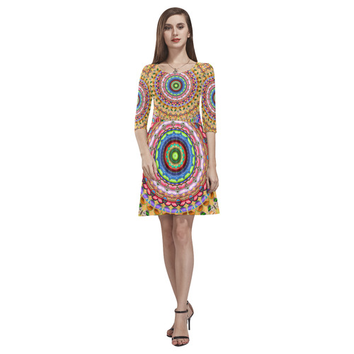 Peace Mandala Tethys Half-Sleeve Skater Dress(Model D20)