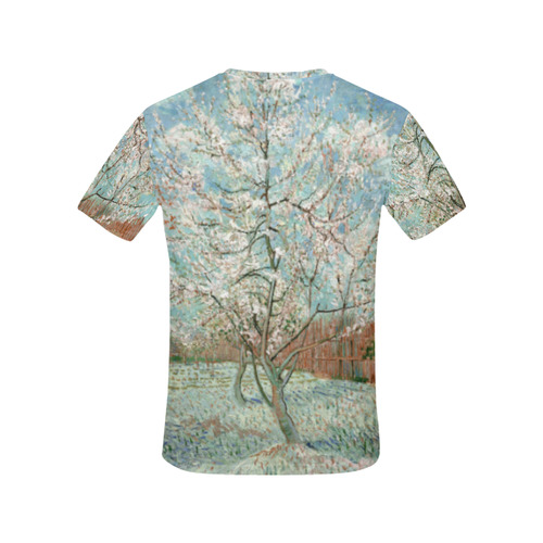 Van Gogh Pink Peach Tree All Over Print T-Shirt for Women (USA Size) (Model T40)