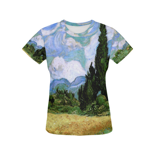 Van Gogh Wheat Field Cypresses Nature Landscape