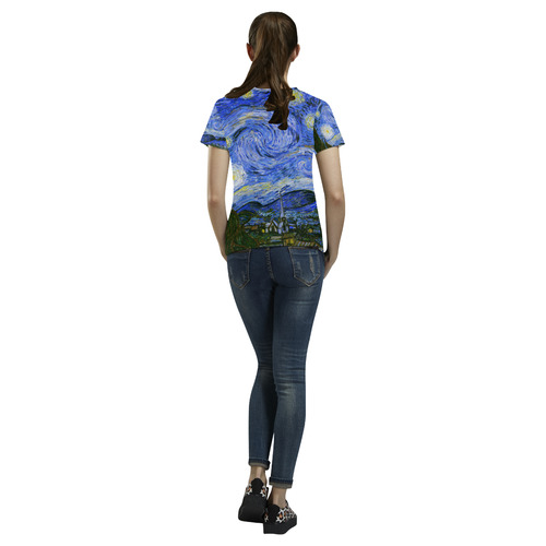 Van Gogh Starry Night All Over Print T-Shirt for Women (USA Size) (Model T40)