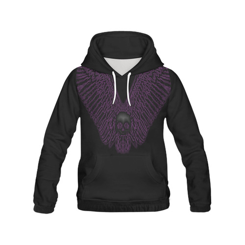 Skull Wing Purple All Over Print Hoodie for Men (USA Size) (Model H13)