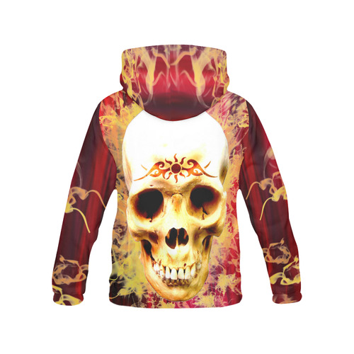 Firey skull with tribal All Over Print Hoodie for Women (USA Size) (Model H13)