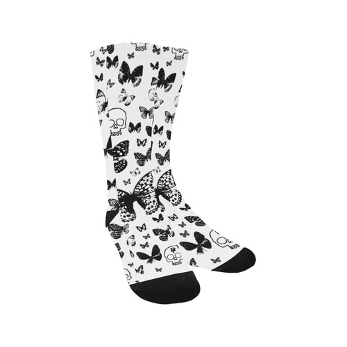 Black & White Skulls & Butterflies Trouser Socks