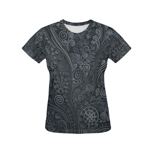 Soft Blue 3D Ornamental All Over Print T-Shirt for Women (USA Size) (Model T40)