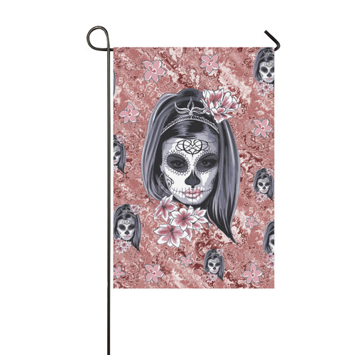 Skull Of A Pretty Flowers Lady Pattern Garden Flag 12‘’x18‘’（Without Flagpole）