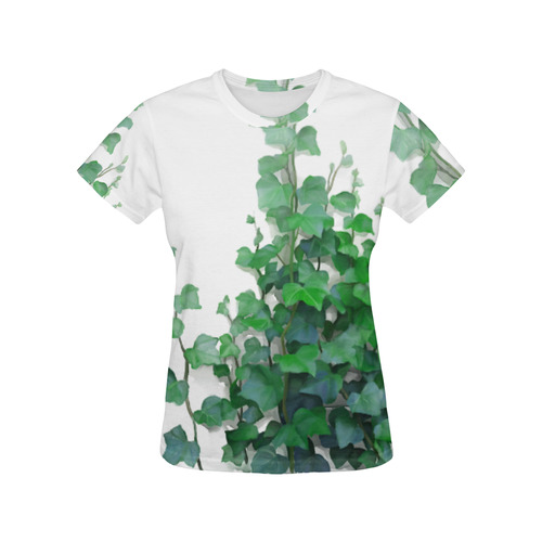 Vines, climbing plant watercolor All Over Print T-Shirt for Women (USA Size) (Model T40)