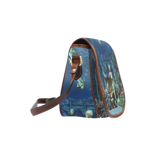 Underwater wold with mermaid Saddle Bag/Small (Model 1649) Full Customization