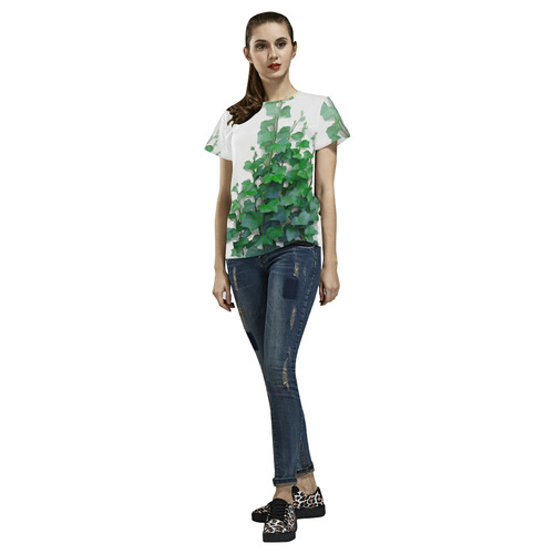 Vines, climbing plant watercolor All Over Print T-Shirt for Women (USA Size) (Model T40)